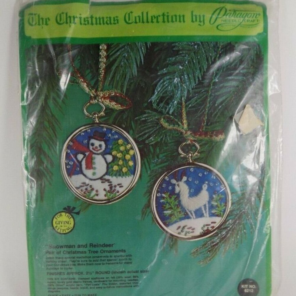 Vintage Paragon Snowman Reindeer Tree Ornaments Kit 6212 Christmas Collection